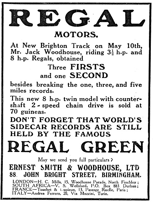 Regal Motor Cycles - 1913 Regal 8 hp Motor Cycle                 