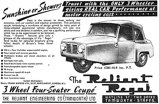 1954 Reliant Regal Three Wheeler                                 