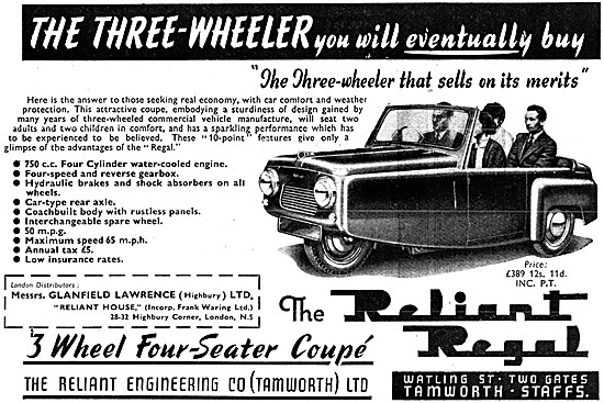 Reliant Regal Three-Wheeler Car 1955                             