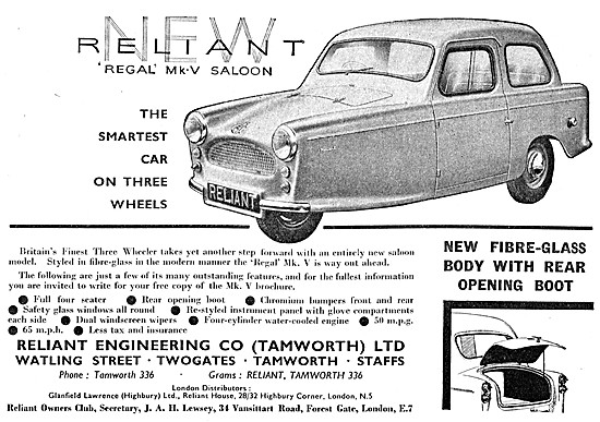 Reliant Three Wheel cars - Reliant Regal 1959                    