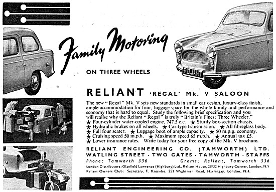 Reliant Regal Mk V Saloon - 1960 Advert                          