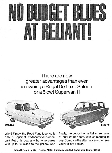 Reliant Regal De Luxe Saloon - Reliant 5cwt Supervan             