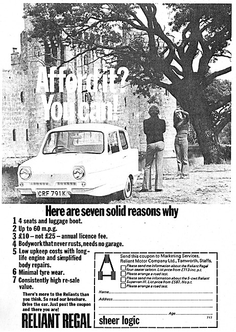 Reliant Regal Advert 1972                                        