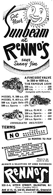 Rennos Sunbeam Motor Cycle Dealership - Islington                