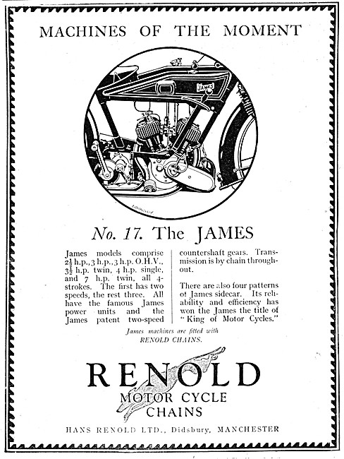 Renold Motor Cycle Chains 1926 Advert                            