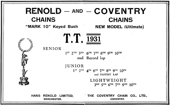 Renold & Coventry Chains 1931 Advert                             