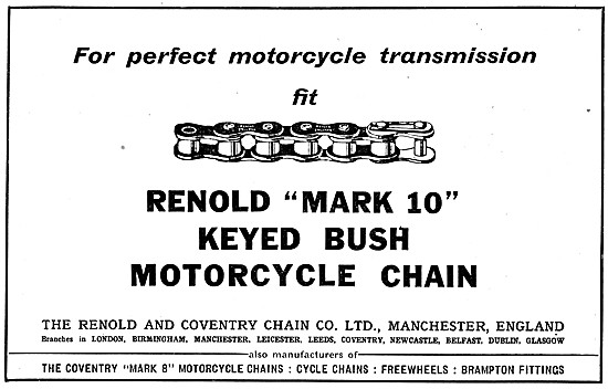 Renold Mark 10 Keyed Bush Motorcycle Chains 1934 Pattern         