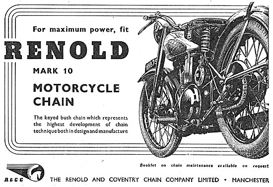 Renold Mark 10 Motor Cycle Chains 1950 Advert                    