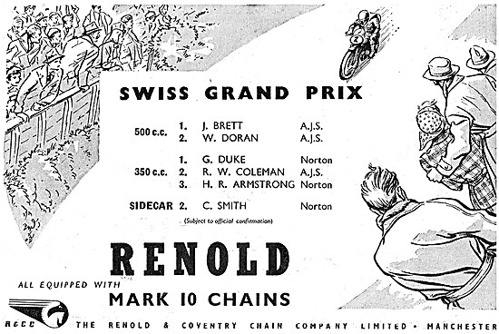 Renold  Mark 10 Motor Cycle Chains 1952 Advert                   
