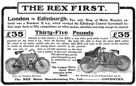 Rex Thirty-Five Motor Cycle   - 1904 Rex 35 3.25 H.P. Motorcycle 