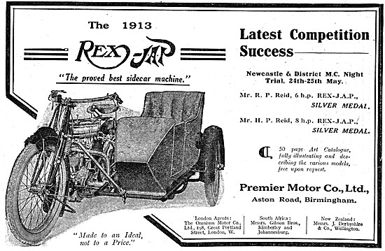 1913 Rex-JAP Motor Cycle & Sidecar                               