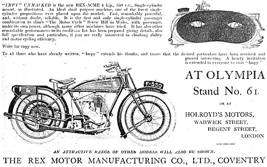 Rex Motor Cycles - Rex-Acme 550cc Impy 1921                      