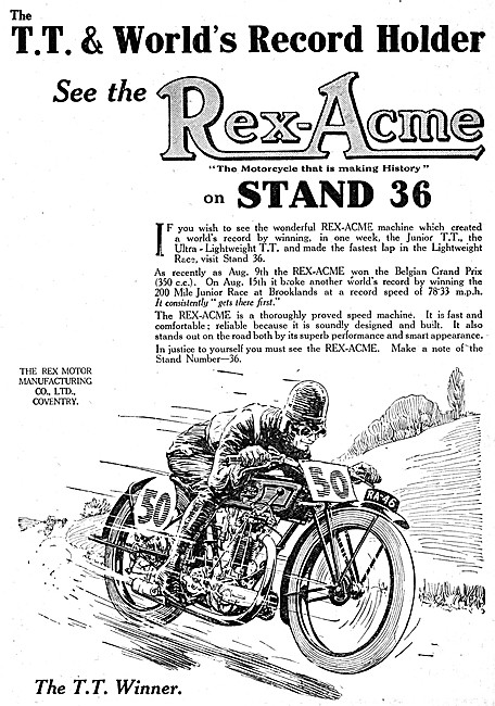 Rex-Acme  Motor Cycles 1925 Advert                               