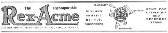 Rex-Acme Motor Cycles 1927 Advert                                