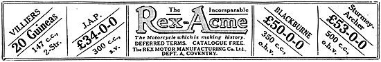 Rex-Acme Motor Cycles - REX JAP - REX Blackburne                 