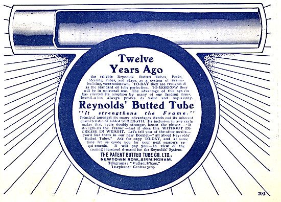 Reynolds Butted Tubes 1909 Advert                                