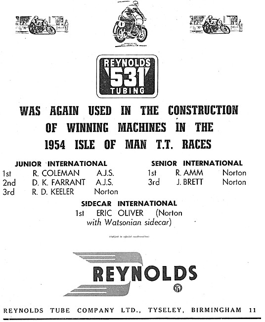 Reynolds 531 Tubing 1954 Advert                                  