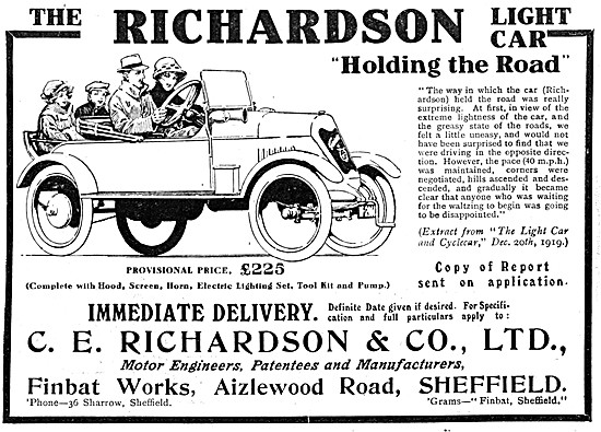 The 1920 Richardson Light Car                                    