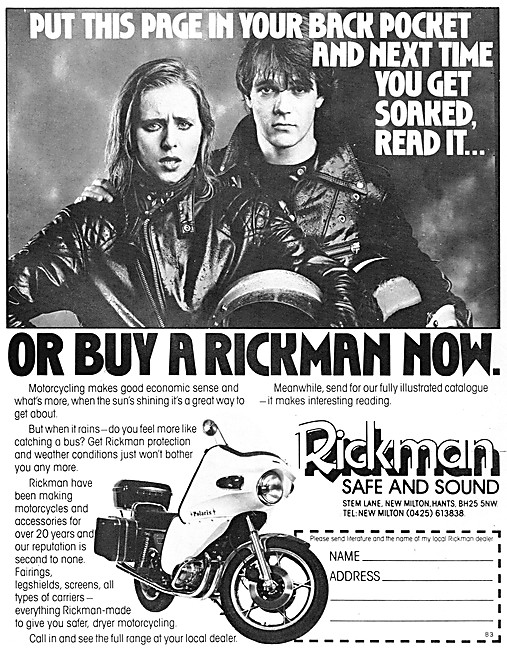 Rickman Polaris Motor Cycle Fairing                              