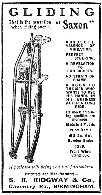 Ridgway Saxon Motor Cycle Spring Forks 1913                      