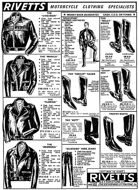 Rivetts Motorcycle Leathers 1966                                 