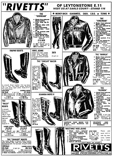 Rivetts Motor Cycle Leathers & Riding Boots 1966                 