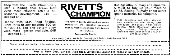 Rivetts Champion Motor Cycle Racing Parts - Rivetts Brake Kits   