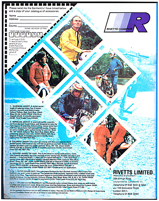 Rivetts Motor Cycle Leathers - Rivetts Motorcycle Wear           