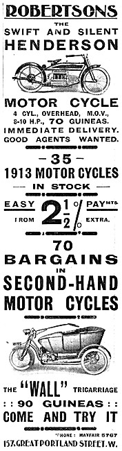 Robertsons Motor Cycle Sales & Service - Wall Tricarriage        