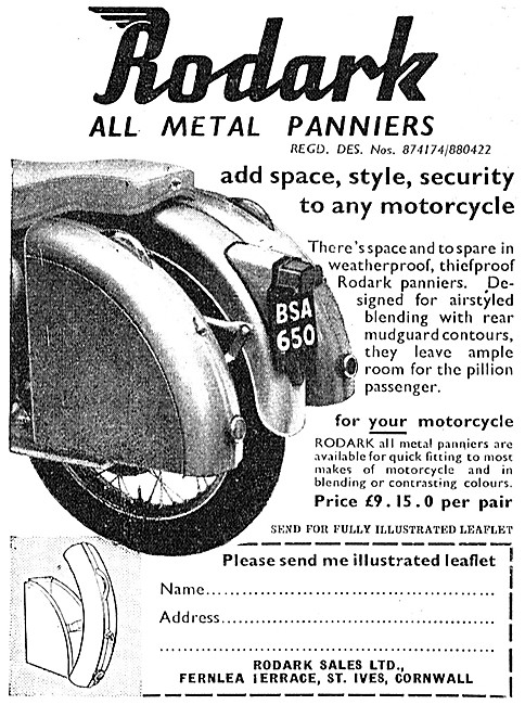 1957 Rodark All Metal Motor Cycle Panniers                       