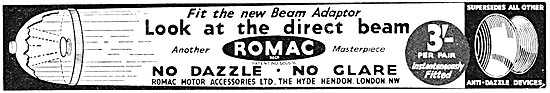 Romac Direct Beam Motor Cycle Headlights 1933 Advert             