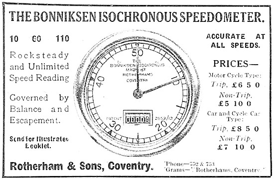 Rotherham Motor Cycle Instruments - Bonniksen Speedometer        