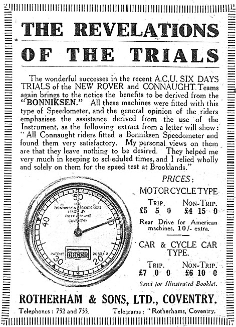 1921 Rotherham Speedometer                                       