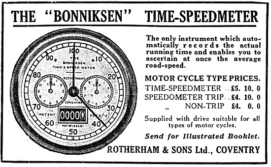 Rotherham Motor Cycle Instruments - Bonniksen Time-Speedmeter    