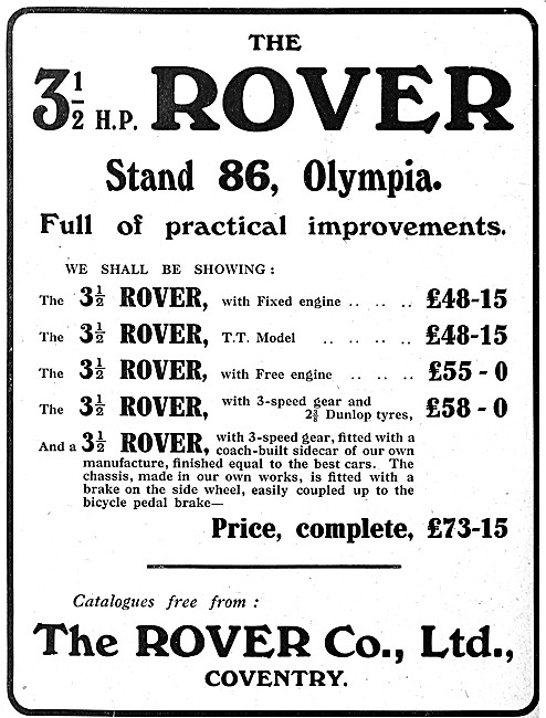 1912 Rover Motor Cycles                                          