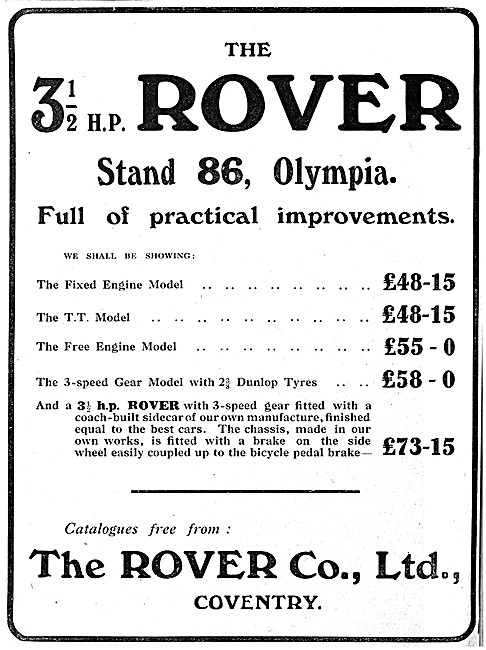 3.5 hp Rover Motor Cycles                                        