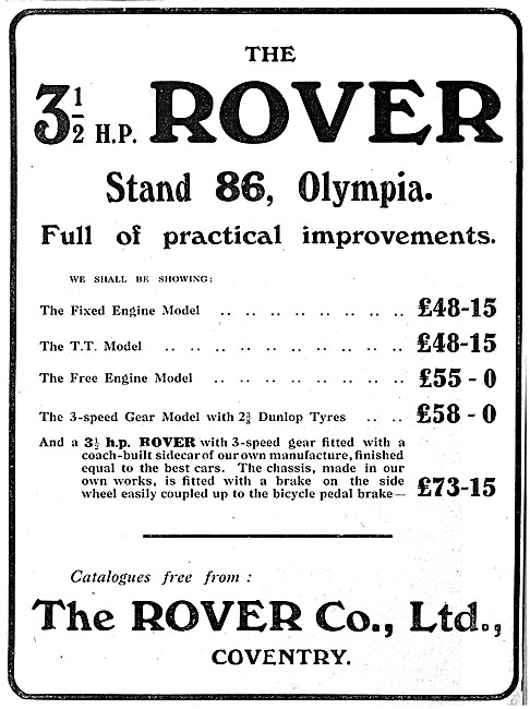 3.5 hp Rover Motor Cycles                                        