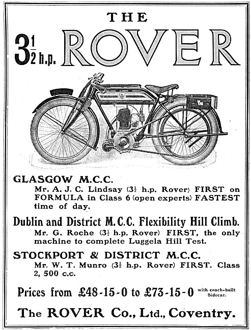 1913 Rover 3.5 hp Motor Cycle                                    