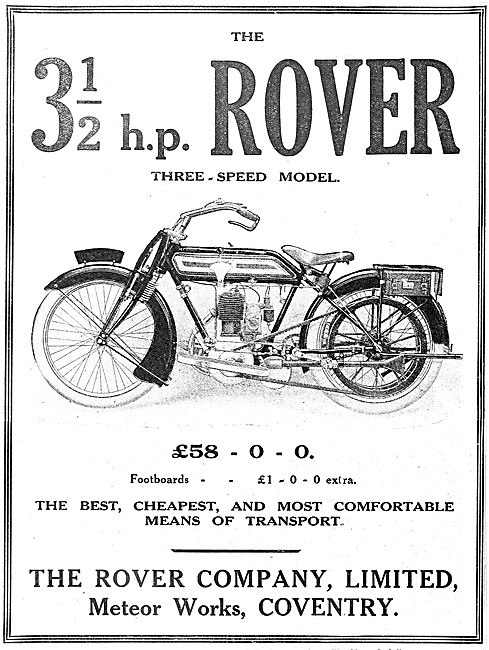 Rover Motor Cycles - 1914 Rover 3 1/2 hp Motor Cycle             