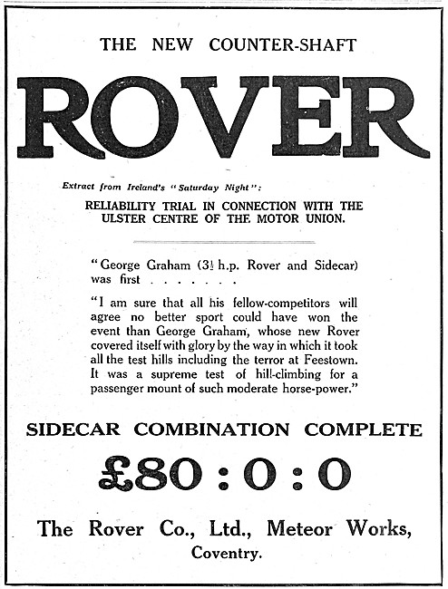 1915 Rover 3.5 hp Motor Cycle                                    