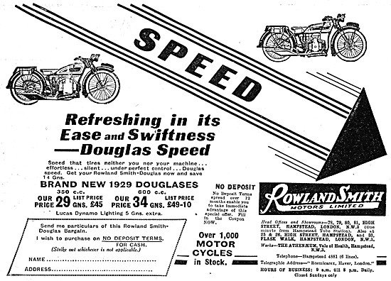 Rowland Smith Douglas Motor Cycle Dealership 1930                