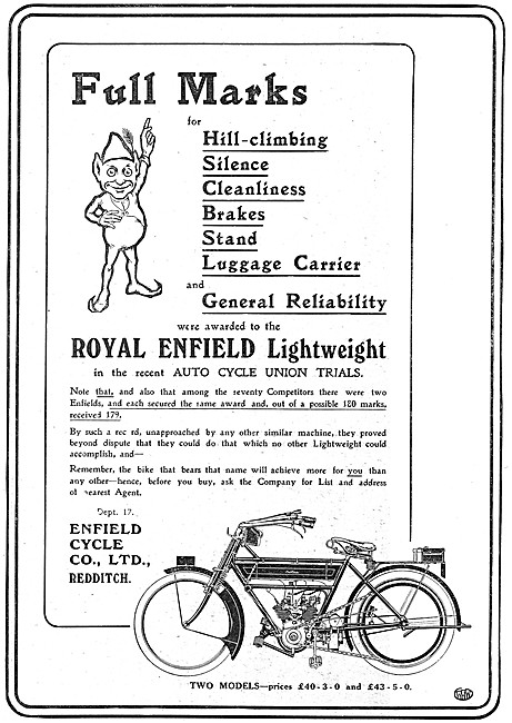 1910 Royal Enfield Lightweight Motor Cycle                       