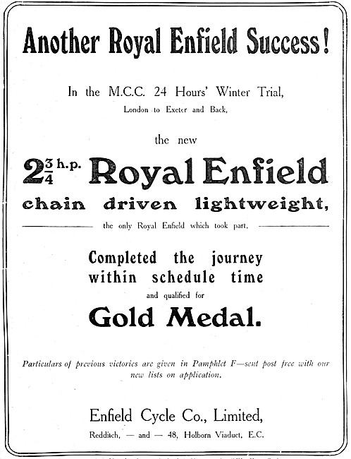 Royal Enfield Motor Cycles 1911                                  