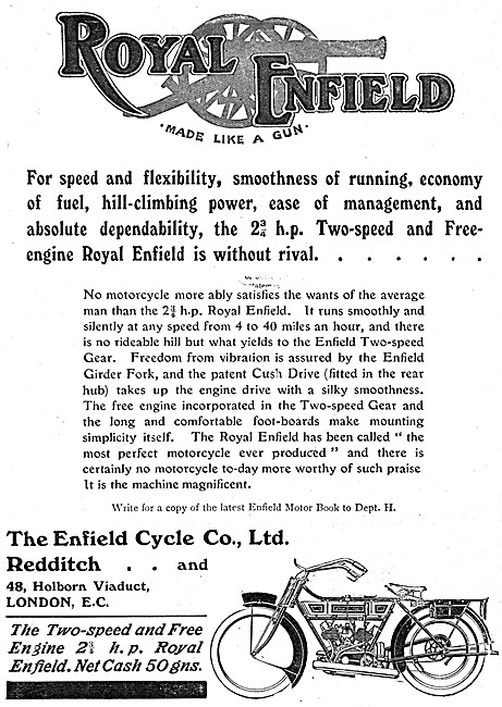 1912 Royal Enfield  2.75 hp 2 Speed Motor Cycle                  