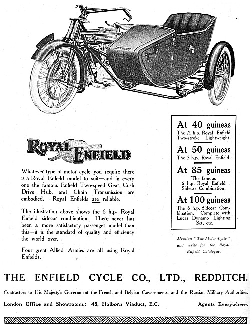 Royal Enfield  6 hp  Motor Cycle Combination                     