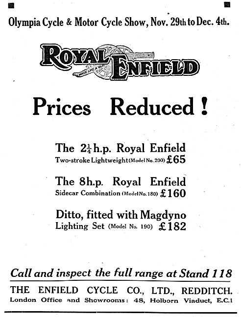 The Royal Enfield Range Of Motor Cycles For 1921                 