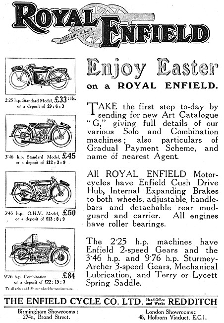 Illustrated Royal Enfield Motor Cycle Range For 1926             