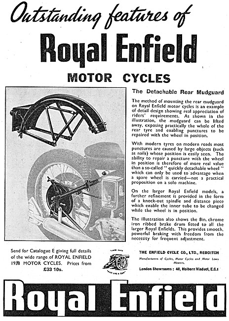 Royal Enfield  Motor Cycle Features 1938 Models                  