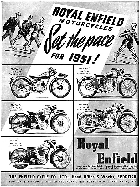 Royal Enfield Motor Cycle Models For 1950                        