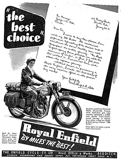1951 Royal Enfield  Bullet 350 Advert                            